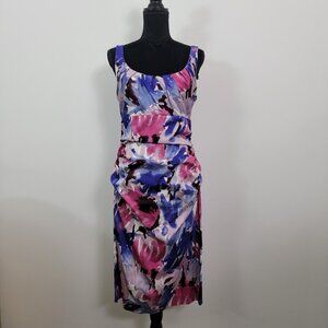 Suzi Chin for Maggy Boutique Watercolor Floral Dress, Size 6P, Pink/Purple